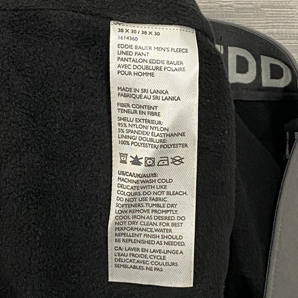 Eddie Bauer Fleece Lined Tech Pants Mens 38 x 30 Gray Water Repellent Insulated - Picture 12 of 12